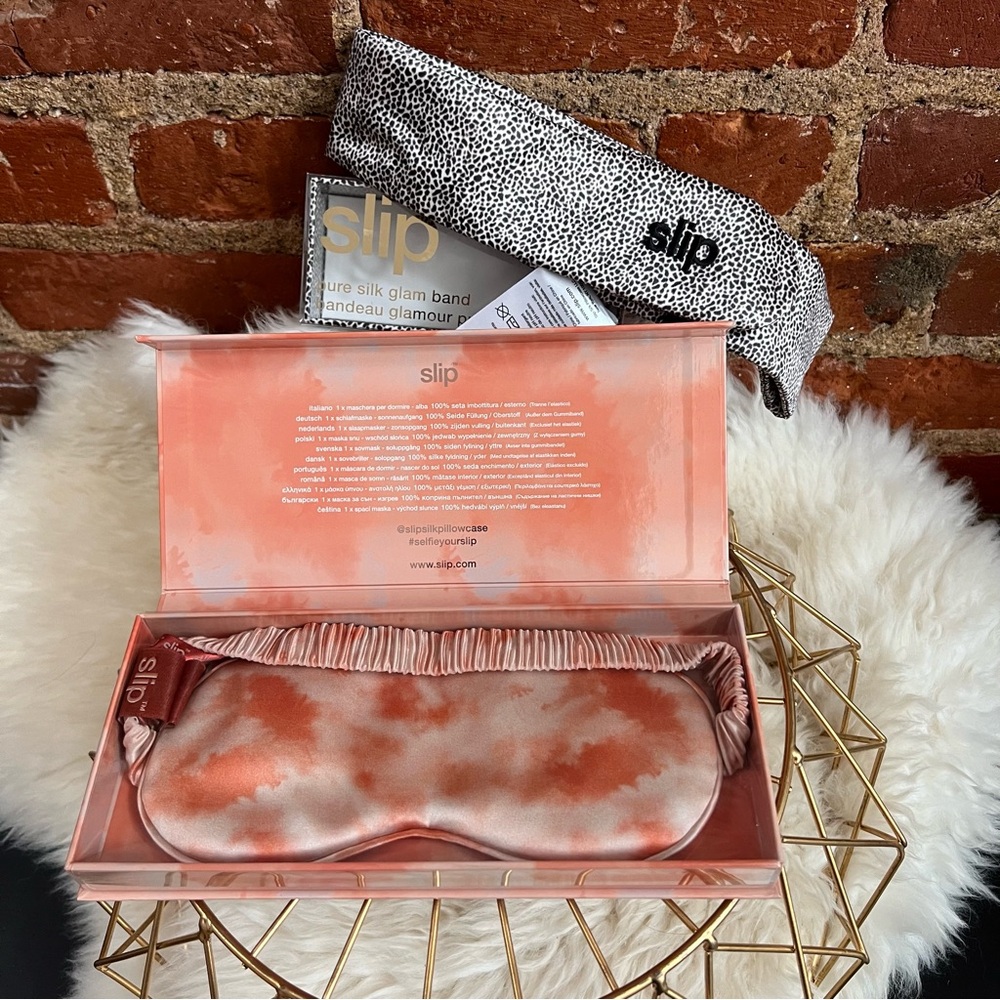 Two NIB Slip 100% silk items sleep eye mask and hair band